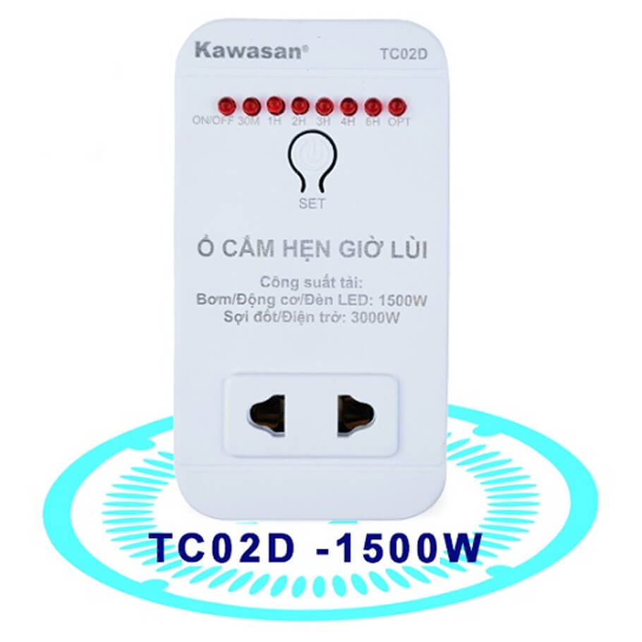 Ổ cắm hẹn giờ lùi KAWA TC02D 1500W
